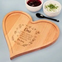 Herz Frühstücksbrettchen & Servierbrett aus Holz mit Gravur | Geschenk zum Muttertag & Geburtstag