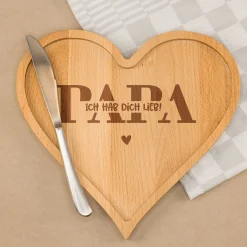 Herz Frühstücksbrettchen & Servierbrett mit Gravur aus Holz | Geschenk für Papa zum Vatertag
