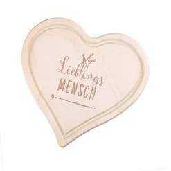 Herz-Frühstücksbrett "Lieblings..." mit Ihrem Wunschtext graviert, 24 cm