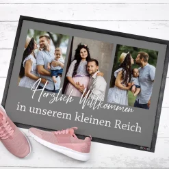 Herzlich Willkommen - moderne Foto-Fußmatte mit Ihrem Wunschtext