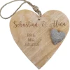Herz mit Namen & Wunschtext graviert | Geschenk aus Holz zur Hochzeit, Valentinstag & für Paare