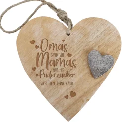 Herz 'Omas sind wie Mamas, nur mit Puderzucker' als personalisiertes Geschenk für Oma mit Wunschtext