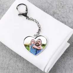 Herz-Schlüsselanhänger mit 2 Fotos bedruckt
