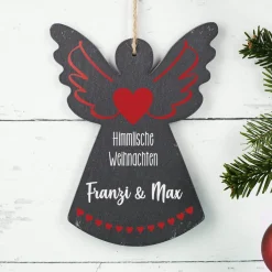 Himmlische Weihnachten - Schieferengel mit Wunschtext
