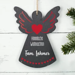Himmlische Weihnachten - Schieferengel mit Wunschtext
