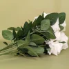 Hochwertiger Kunstblumenstrauß Rosen – Rosa Dijon | Cremeweiß | 10 Seidenblumen | 42 cm