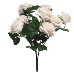 Hochwertiger Kunstblumenstrauß Rosen – Rosa Dijon | Cremeweiß | 10 Seidenblumen | 42 cm