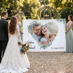 Hochzeitsbanner zum Ausschneiden personalisiert mit Foto | XXL Banner zur Hochzeit