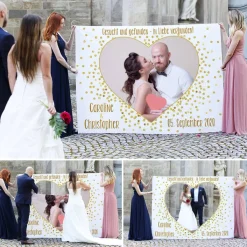 Hochzeitsbanner zum Ausschneiden mit Foto - In Liebe verbunden