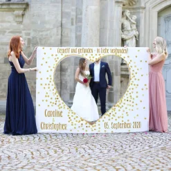 Hochzeitsbanner zum Ausschneiden mit Foto - In Liebe verbunden
