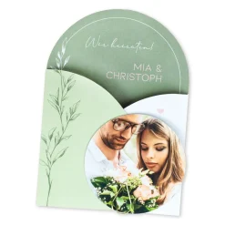 Hochzeitseinladung als edle Klappkarte personalisiert mit Fotos und Wunschtext | Einladung zur Hochzeit