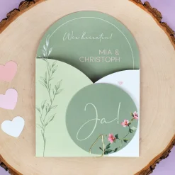 Hochzeitseinladung als edle Klappkarte personalisiert mit Fotos und Wunschtext | Einladung zur Hochzeit