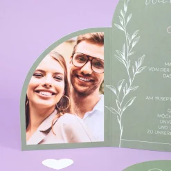 Hochzeitseinladung als edle Klappkarte personalisiert mit Fotos und Wunschtext | Einladung zur Hochzeit