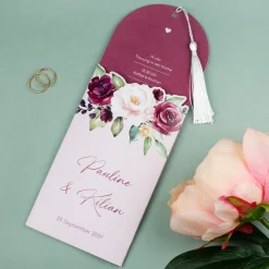 Hochzeitseinladung als Ziehkarte personalisiert mit Foto, Namen & Text | Effektkarte mit Quaste