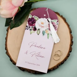 Hochzeitseinladung als Ziehkarte personalisiert mit Foto, Namen & Text | Effektkarte mit Quaste