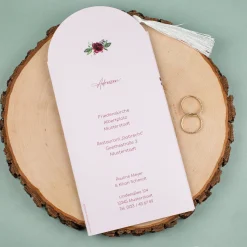 Hochzeitseinladung als Ziehkarte personalisiert mit Foto, Namen & Text | Effektkarte mit Quaste