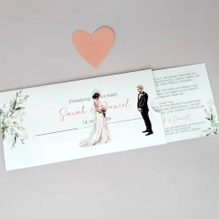 Hochzeitseinladung - Ziehkarte mit Brautpaar