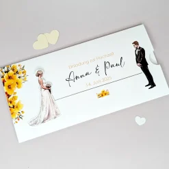 Hochzeitseinladung - Ziehkarte mit Brautpaar