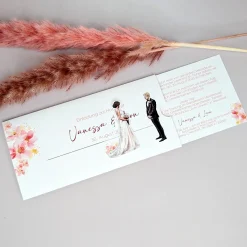 Hochzeitseinladung - Ziehkarte mit Brautpaar