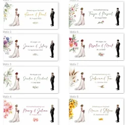 Hochzeitseinladung - Ziehkarte mit Brautpaar