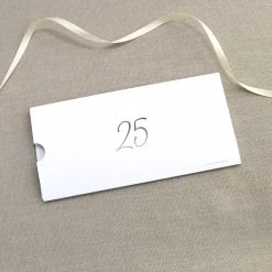 Hochzeitseinladung - Ziehkarte mit zwei Fotos zur Silberhochzeit mit Wunschdaten