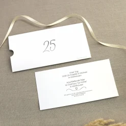 Hochzeitseinladung - Ziehkarte mit zwei Fotos zur Silberhochzeit mit Wunschdaten