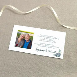 Hochzeitseinladung - Ziehkarte mit zwei Fotos zur Diamantenen Hochzeit mit Wunschdaten