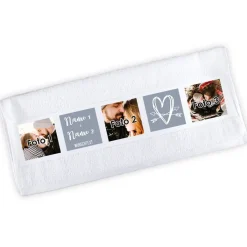 Hochzeitsgeschenk - Handtuch mit Fotos, Herz, Namen und Wunschtext