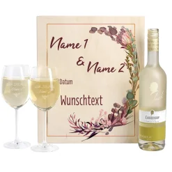 Hochzeitsgeschenk Maybach Weißwein mit Gläsern und Box