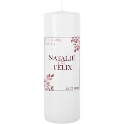 Hochzeitskerze - rosa Blätterranken - Personalisierung