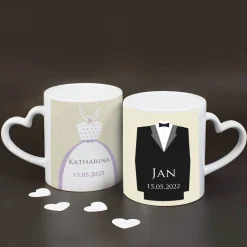Hochzeitstassen für Braut und Bräutigam