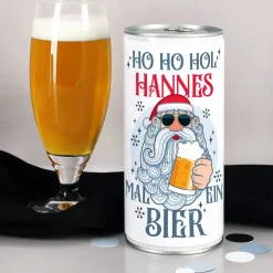 HO HO HOL mir mal ein Bier - Bierdose mit Namensaufdruck und coolem Santa