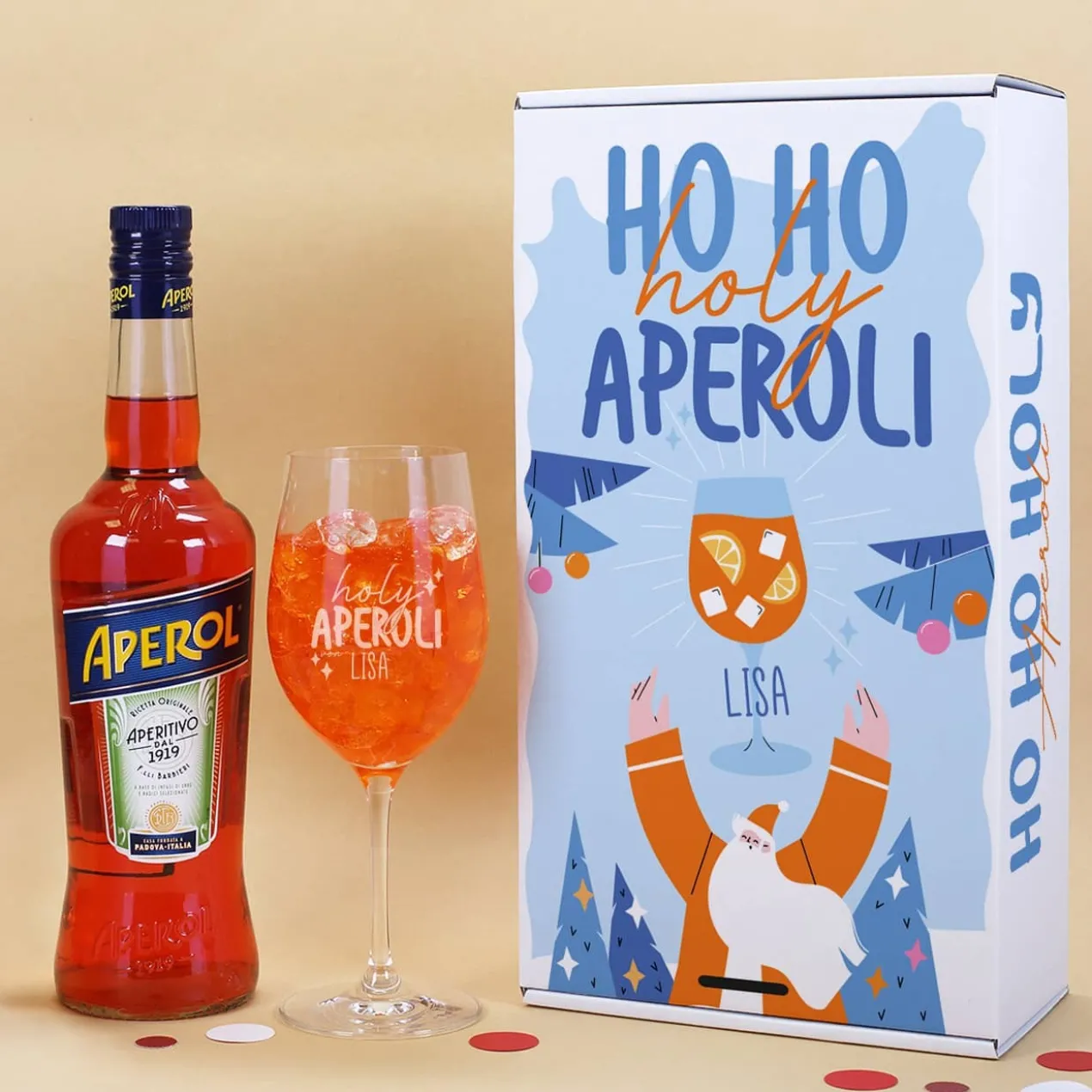 Ho Ho Holy Aperoli Geschenkset mit Weinglas und Aperol