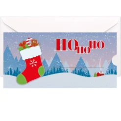 Ho Ho Ho - Ziehkarte mit Socke - für Ihr Geldgeschenk zu Nikolaus & Weihnachten