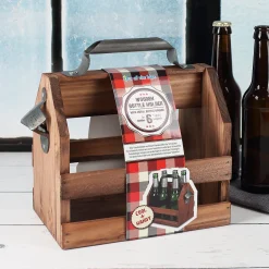 Holz-Bierträger mit Metall-Flaschenöffner