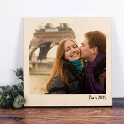Holzbild mit Ihrem Foto und Wunschtext bedruckt
