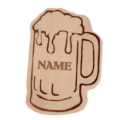 Holzbrettchen Bierkrug mit persönlicher Namensgravur
