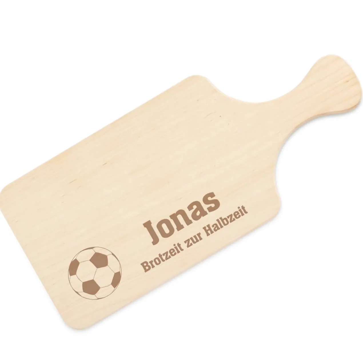 Holzbrettchen mit graviertem Fußballmotiv