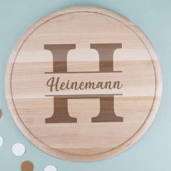 Holzbrettchen - Monogramm - mit Ihrem Wunschnamen graviert