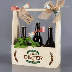 Holzkiste - Bierträger mit persönlichem Aufdruck, Name und Geburtsjahr