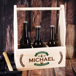 Holzkiste - Bierträger mit persönlichem Aufdruck, Name und Geburtsjahr