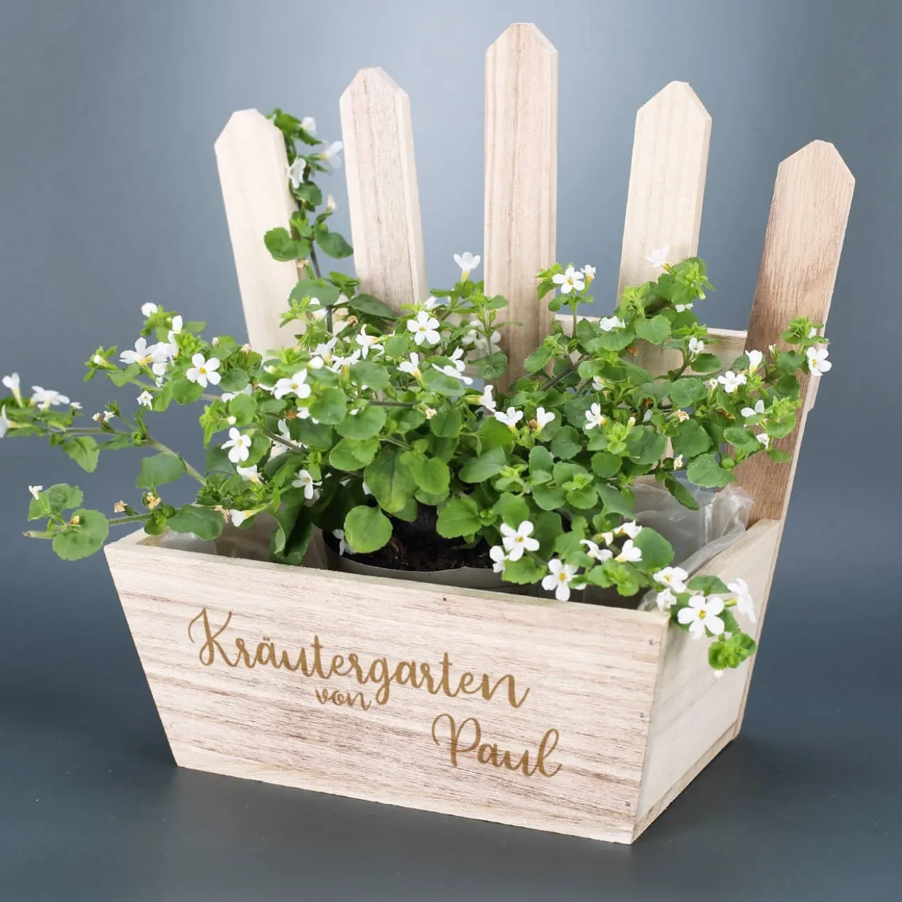Holzkiste Kräutergarten mit Namensgravur