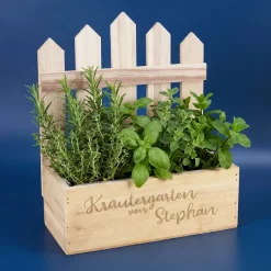 Holzkiste Kräutergarten mit Namensgravur