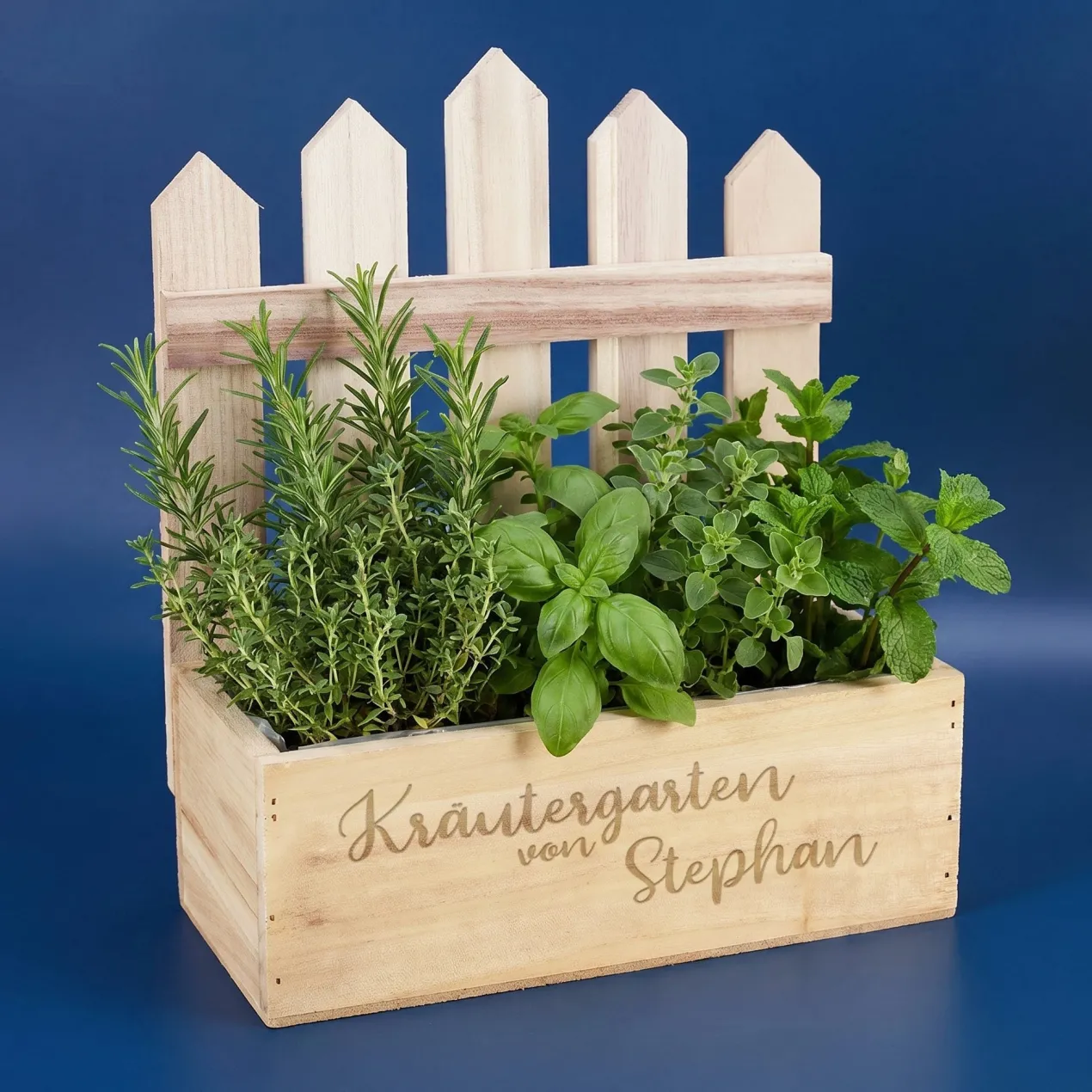 Holzkiste Kräutergarten mit Namensgravur