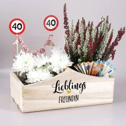 Holzkorb zum Bepflanzen - Lieblings - mit Ihrem Aufdruck