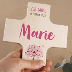 Holzkreuze - Lebensbaum in drei verschiedenen Farben