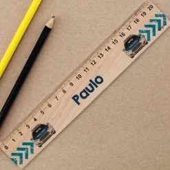 Holz Lineal für Jungen personalisiert mit Name | Polizei Motiv | 20 cm