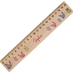 Holz Lineal für Mädchen personalisiert mit Name | Schmetterlinge Motiv | 20 cm