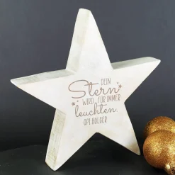 Holzstern - Dein Stern wird für immer leuchten - Trauergeschenk mit Namensgravur