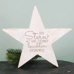 Holzstern - Dein Stern wird für immer leuchten - Trauergeschenk mit Namensgravur